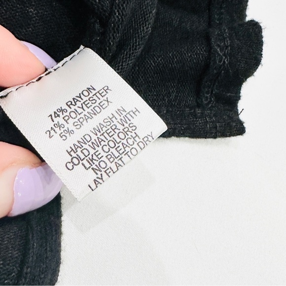 Gibson Look Black White Grey Colorblock Cuffs Sweater - Picture 3 of 5